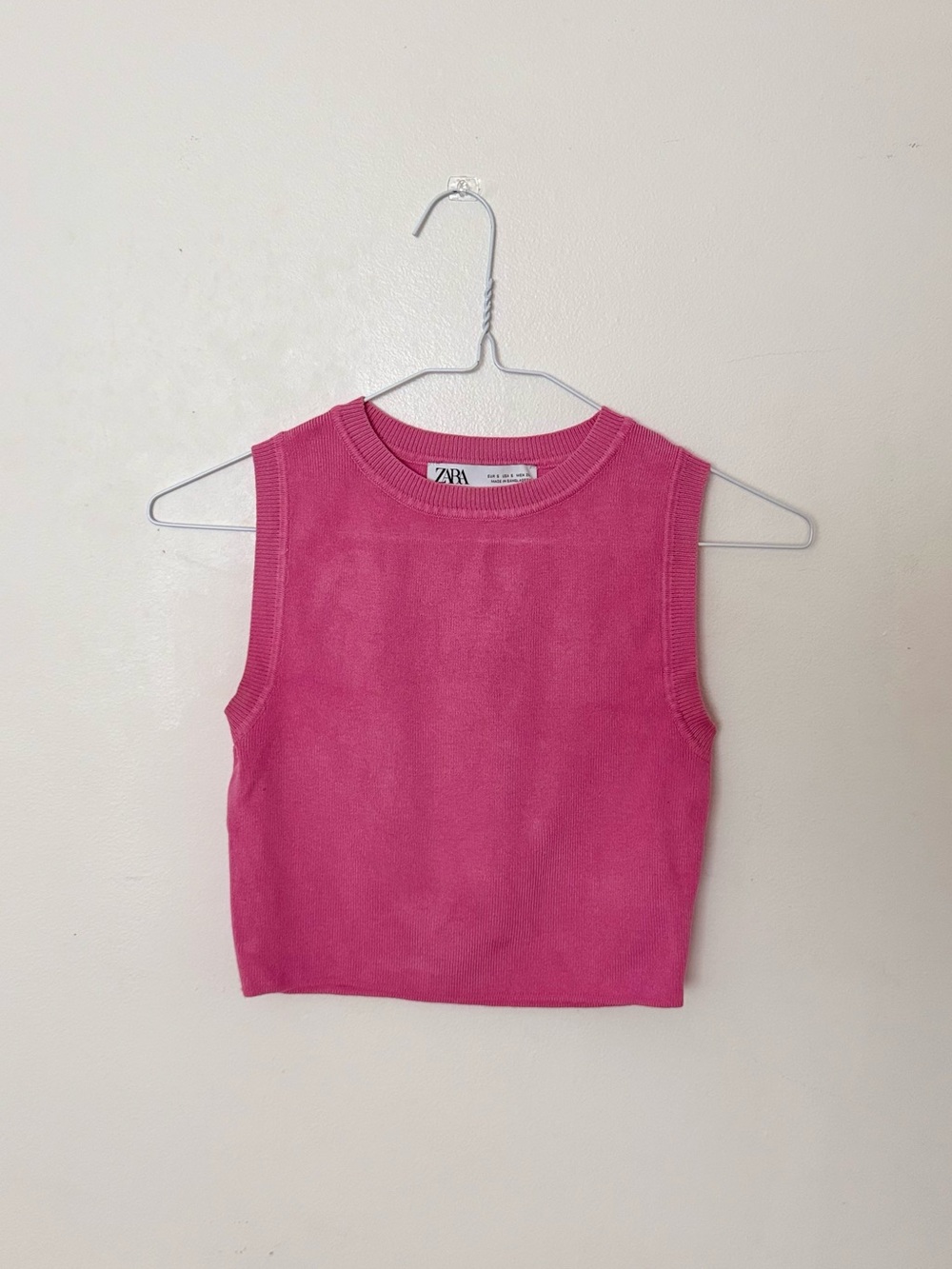 Zara Hot Pink Sleeveless Knit cropped Top